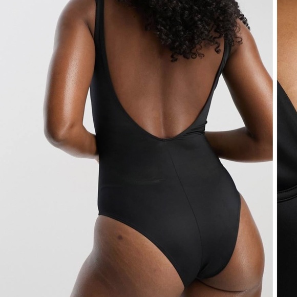 NWT! Cupshe V-Wire Underwire One-Piece Swimsuit L Black - Picture 2 of 10